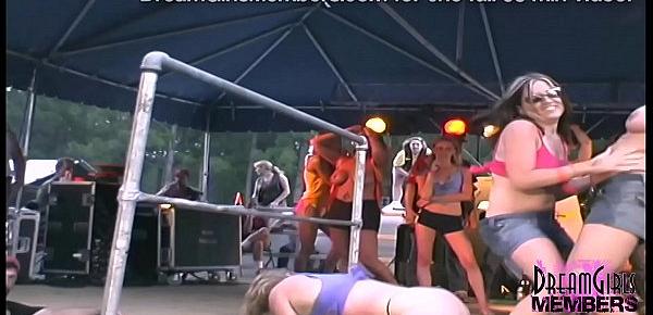  Biker Contest Chicks Strip Naked For Big Crowd
